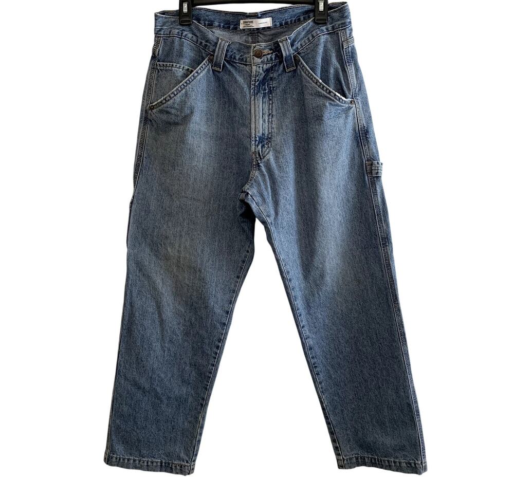 Levi's Signature Gold Carpenter Jeans Light Wash Relaxed Utility Work Size 33x30